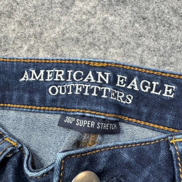American Eagle Jeans Womens 8 Long Jegging 360 Super Stretch Distressed Skinny - Picture 3 of 13